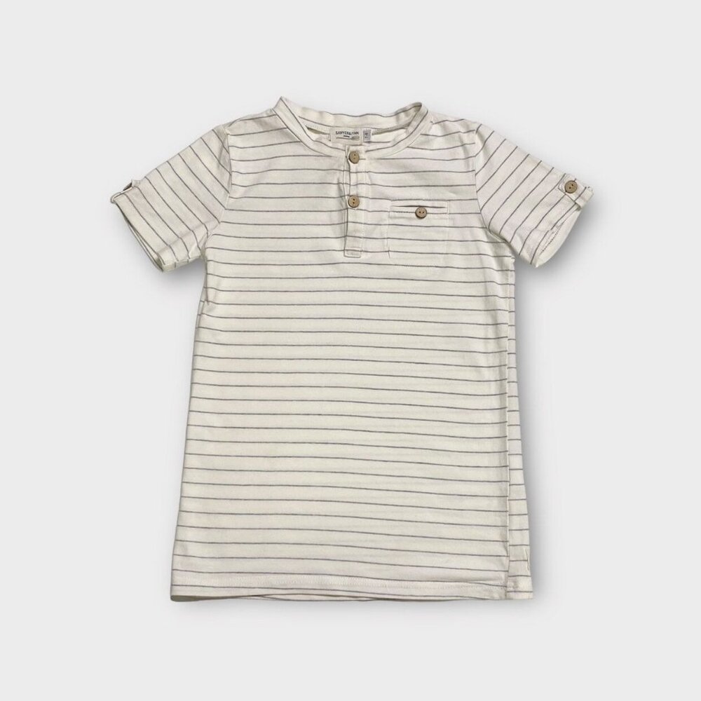 Sawyer & Finn 7/8 Striped Tab Tee